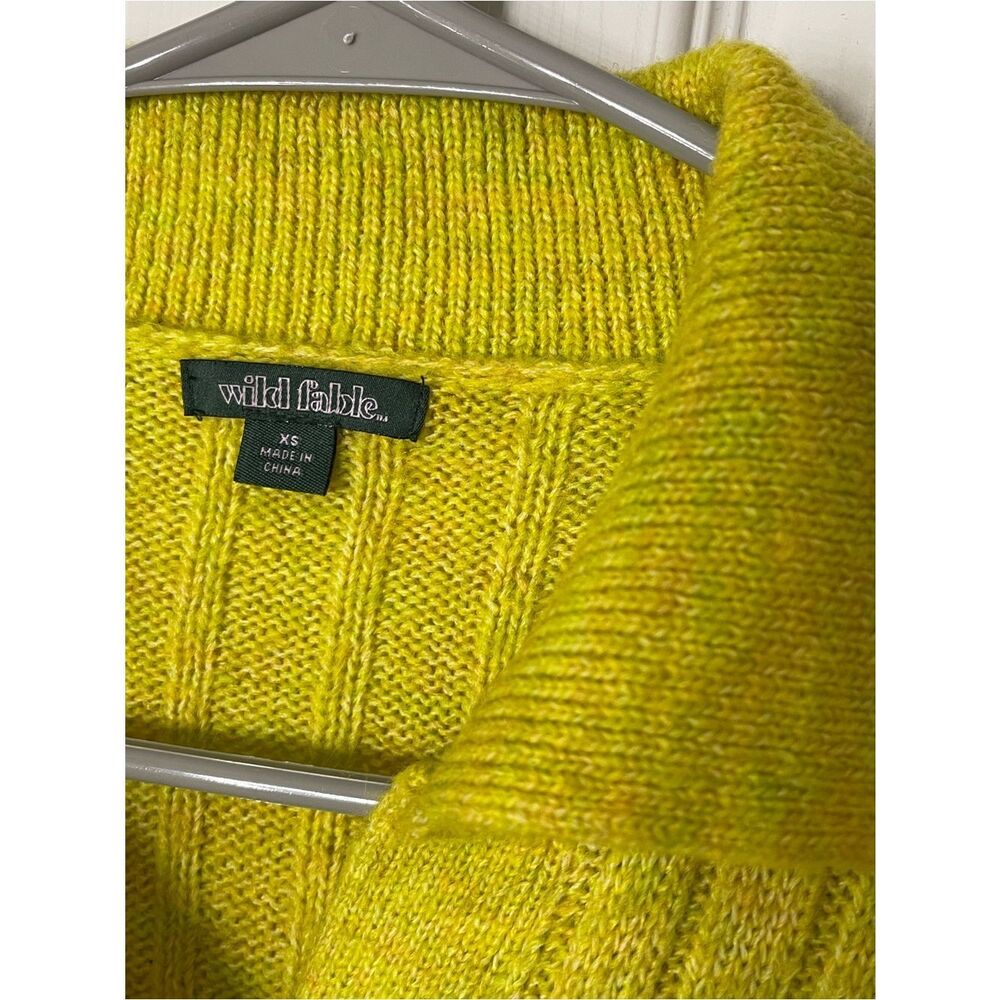 Wild fable knit yellow green cropped cardigan sweater size xs - Picture 2 of 4